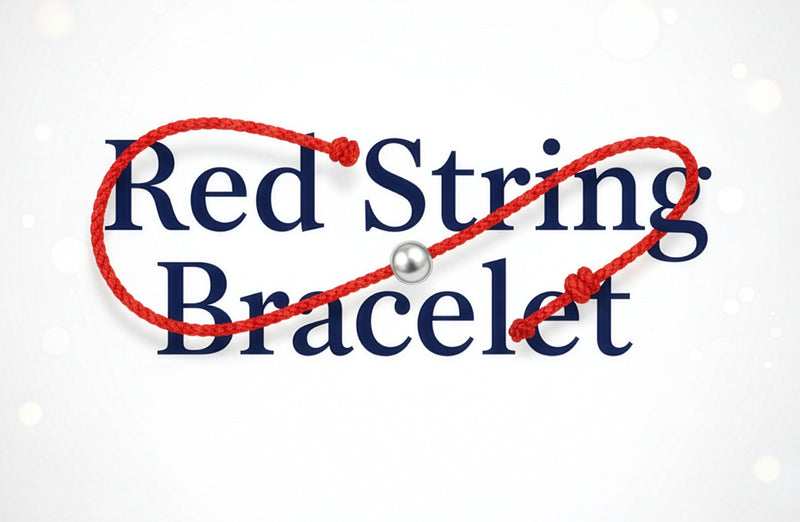 Гривна червен конец с различни елементи