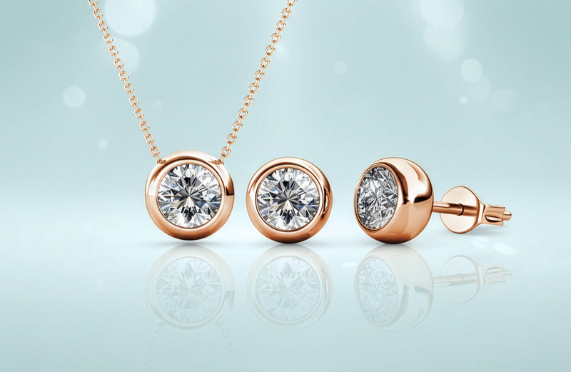 Колекция модни бижута с кристали Сваровски с радиево, златно и розово златно покритие