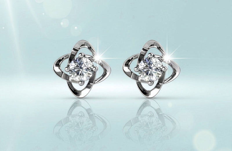 Обеци с кристали Сваровски с родиево, златно и розово златно покритие 