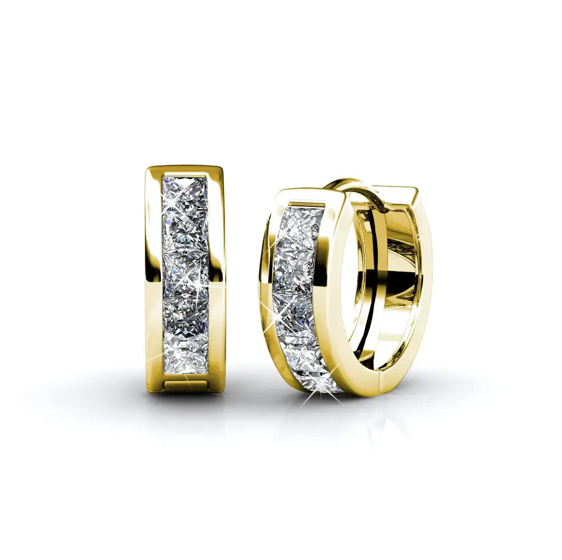 Обеци халки с бляскави австрийски кристали 18К покритие Розово Злато