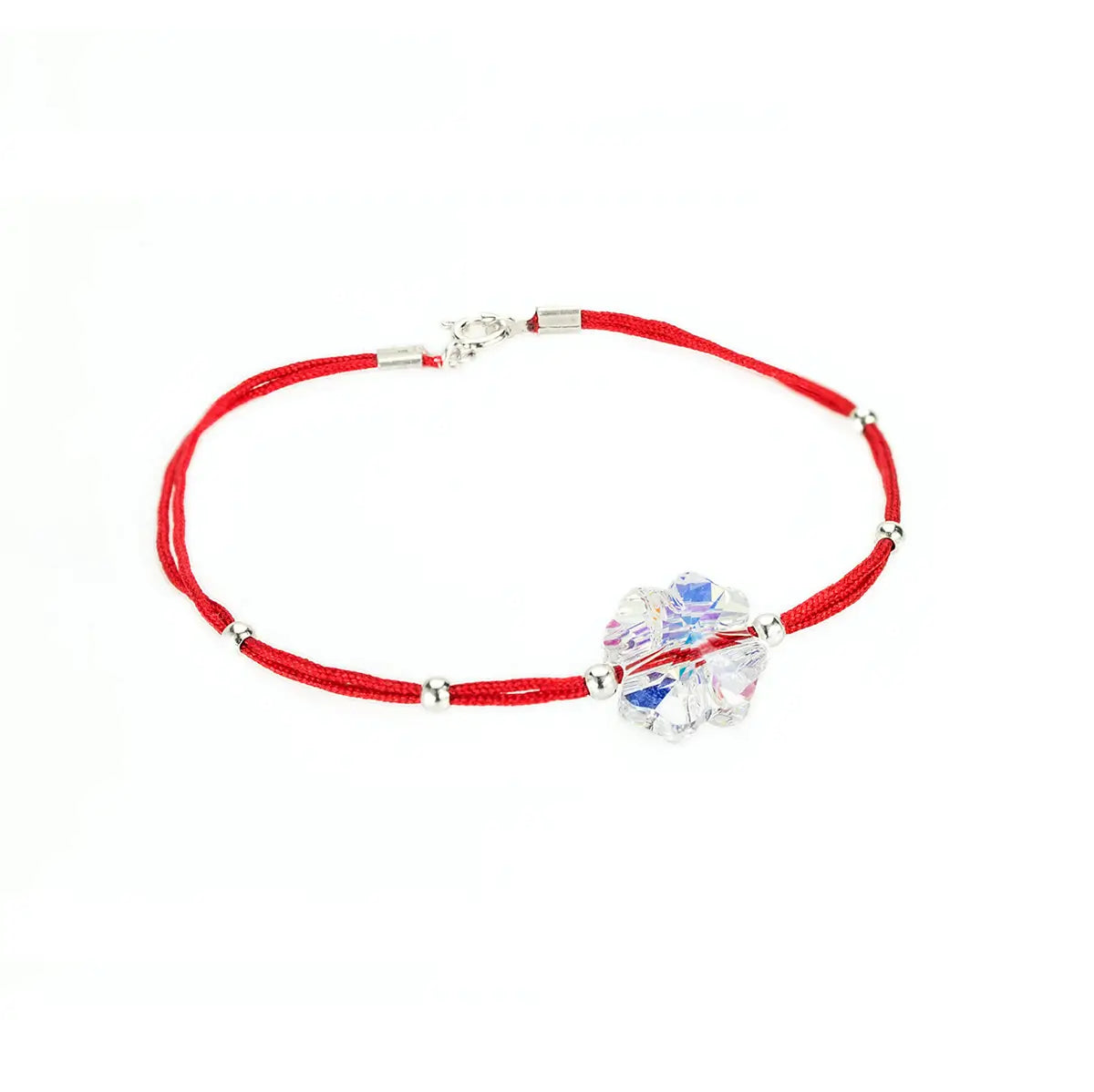 Гривна червен конец с австрийски кристал