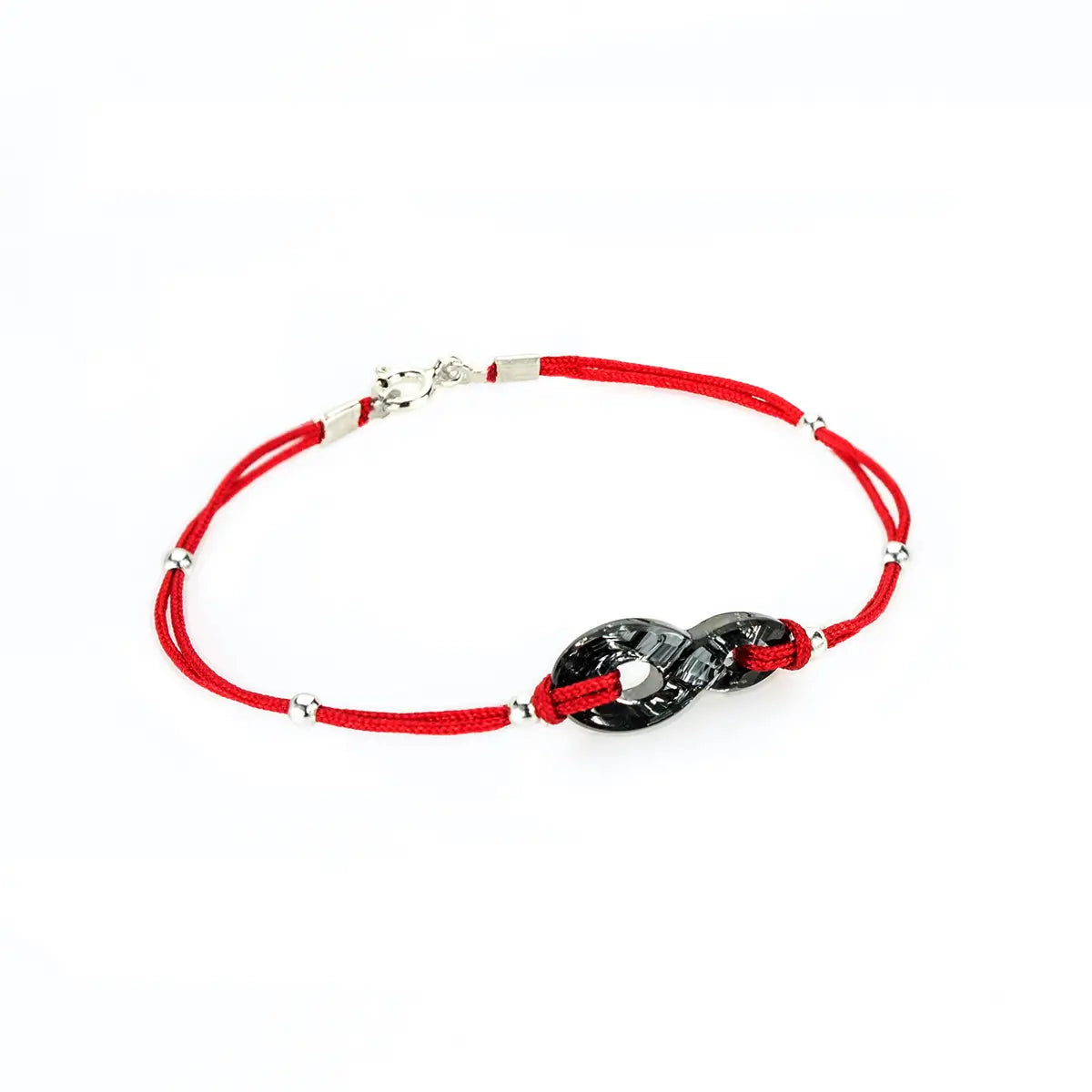 Гривна червен конец с австрийски кристал