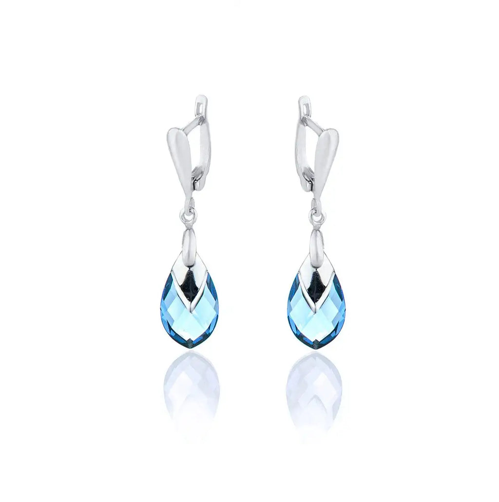 Сребърни обеци Lavender Shine Teardrop с австрийски кристали