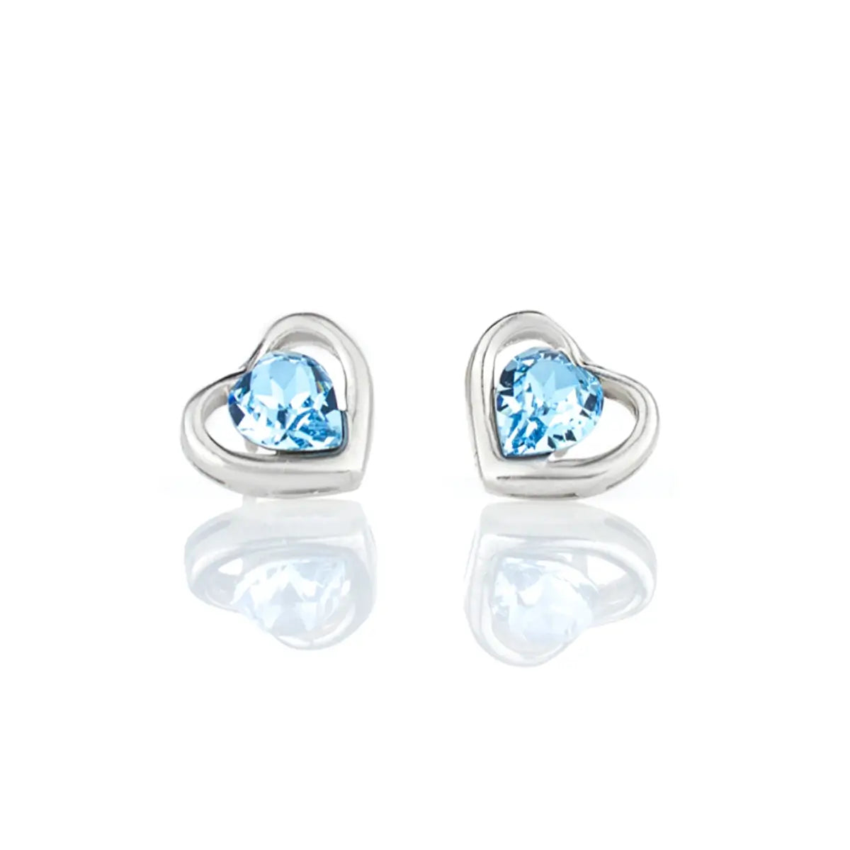 Нежни обеци на винт Rose Hearts Сребро 925 с австрийски кристали