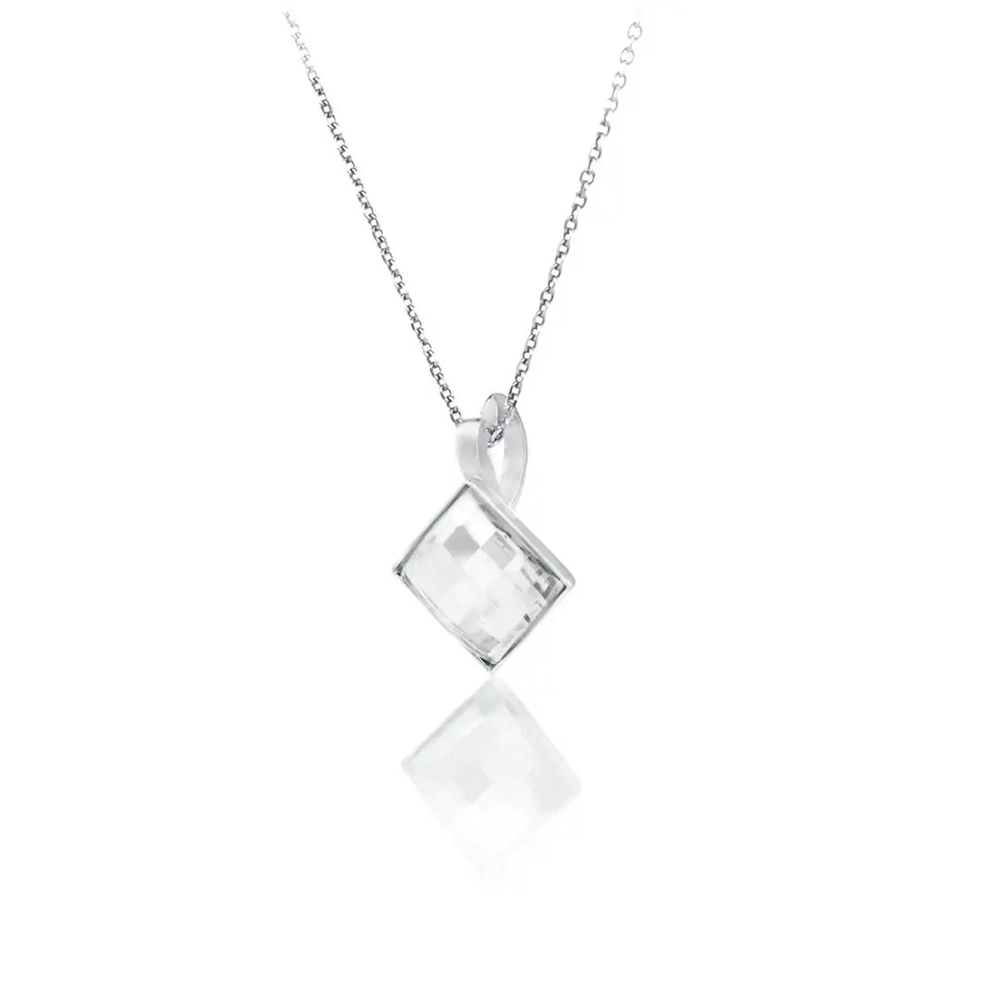 Сребърно колие в цвят черен диамант Chessboard Cut