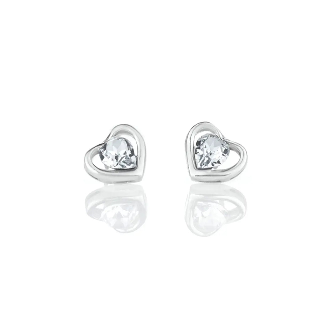 Нежни обеци на винт Rose Hearts Сребро 925 с австрийски кристали
