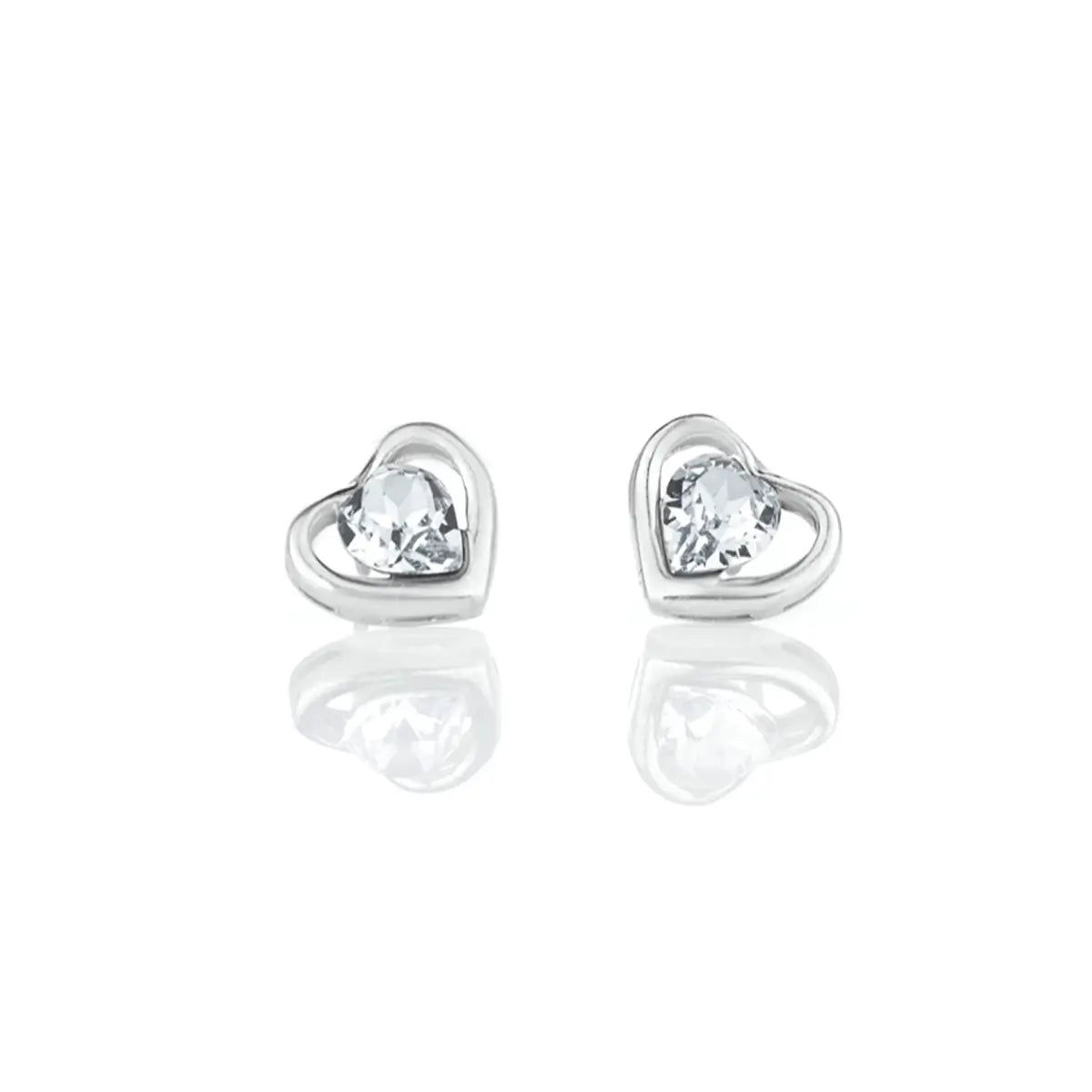 Нежни обеци на винт Rose Hearts Сребро 925 с австрийски кристали