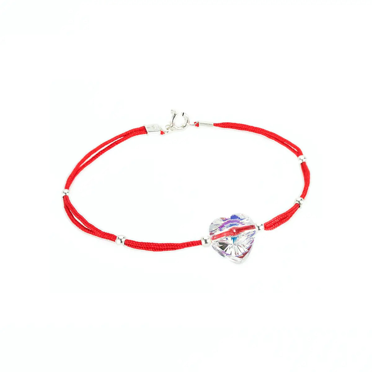 Гривна червен конец с австрийски кристал