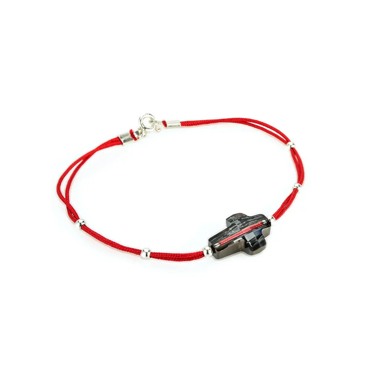 Гривна червен конец с австрийски кристал