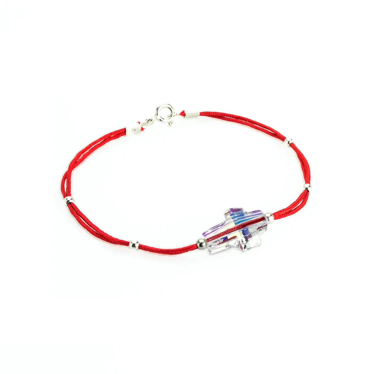 Гривна червен конец с австрийски кристал