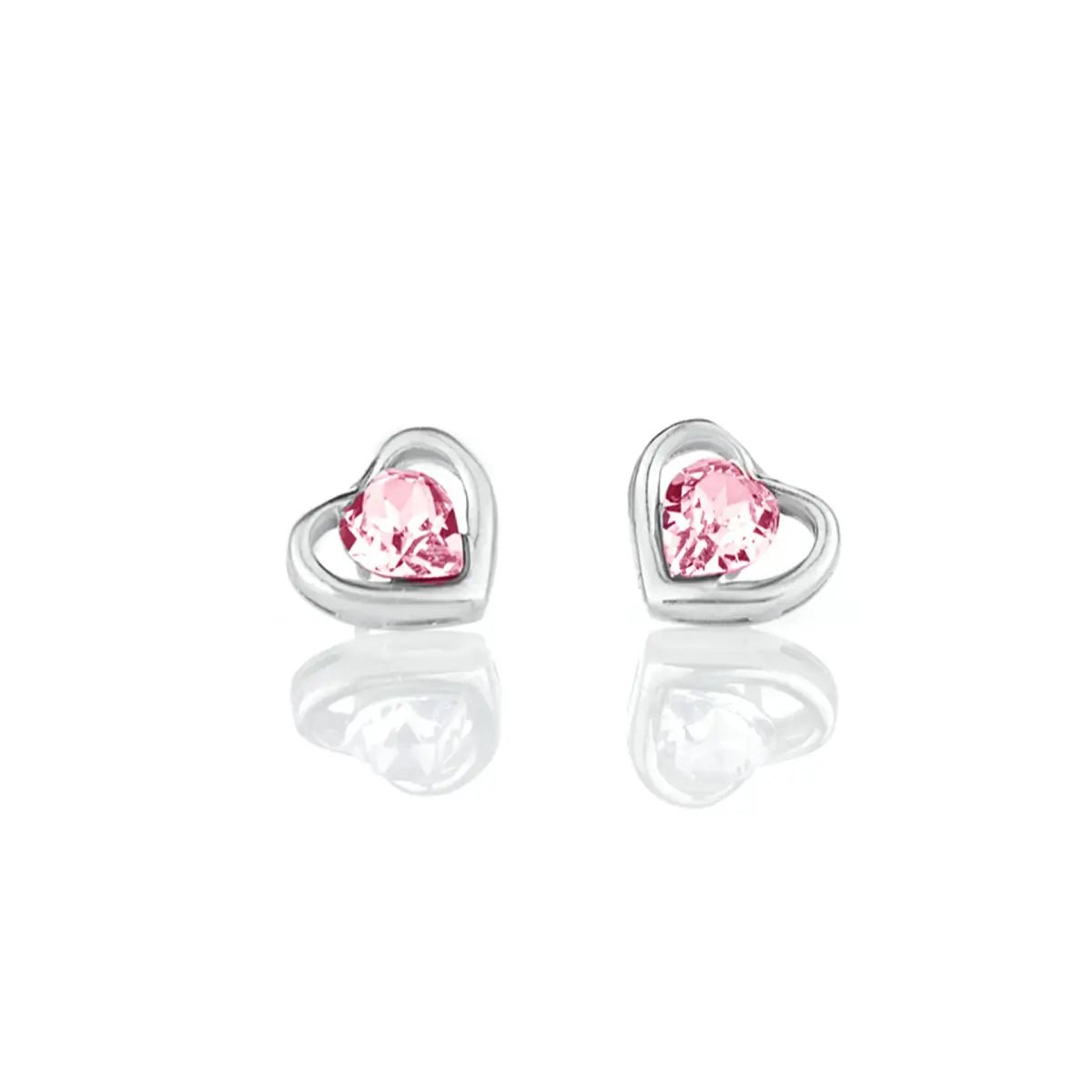Нежни обеци на винт Rose Hearts Сребро 925 с австрийски кристали