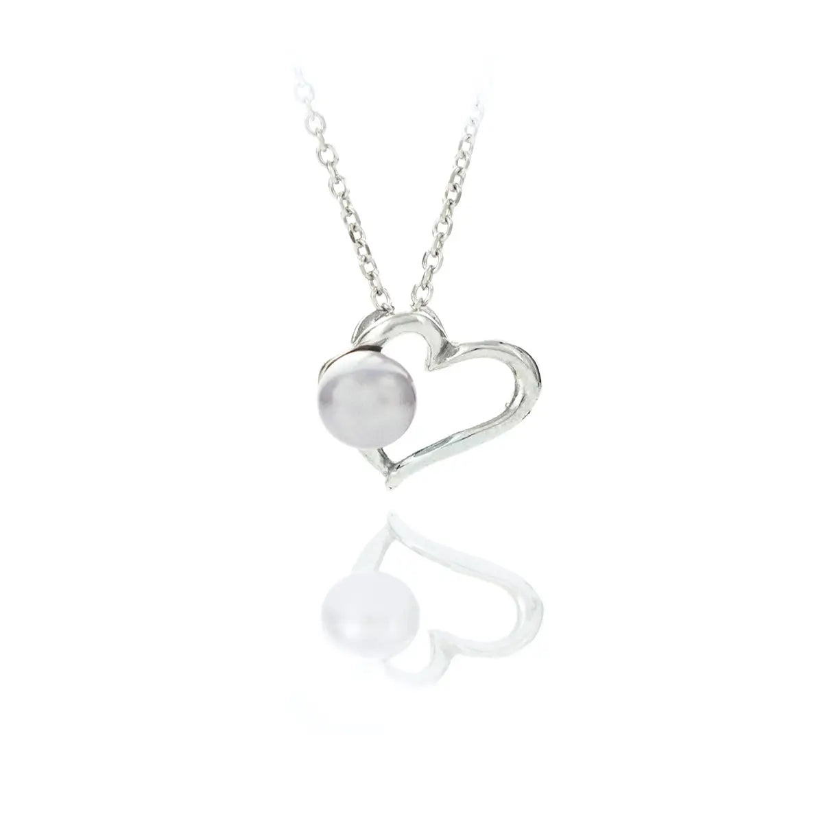 Колие с форма на сърце и нежна перла Сребро 925