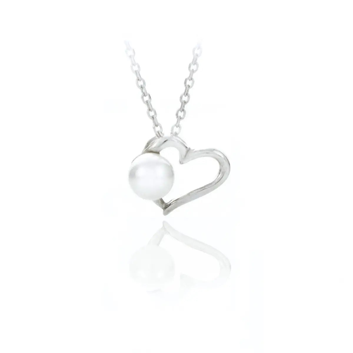 Колие с форма на сърце и нежна перла Сребро 925