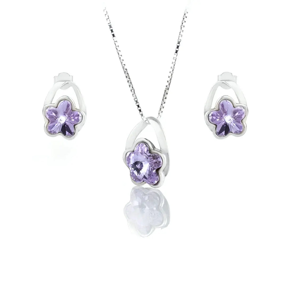 Сребърен сет Blossom Flower с австрийски кристали