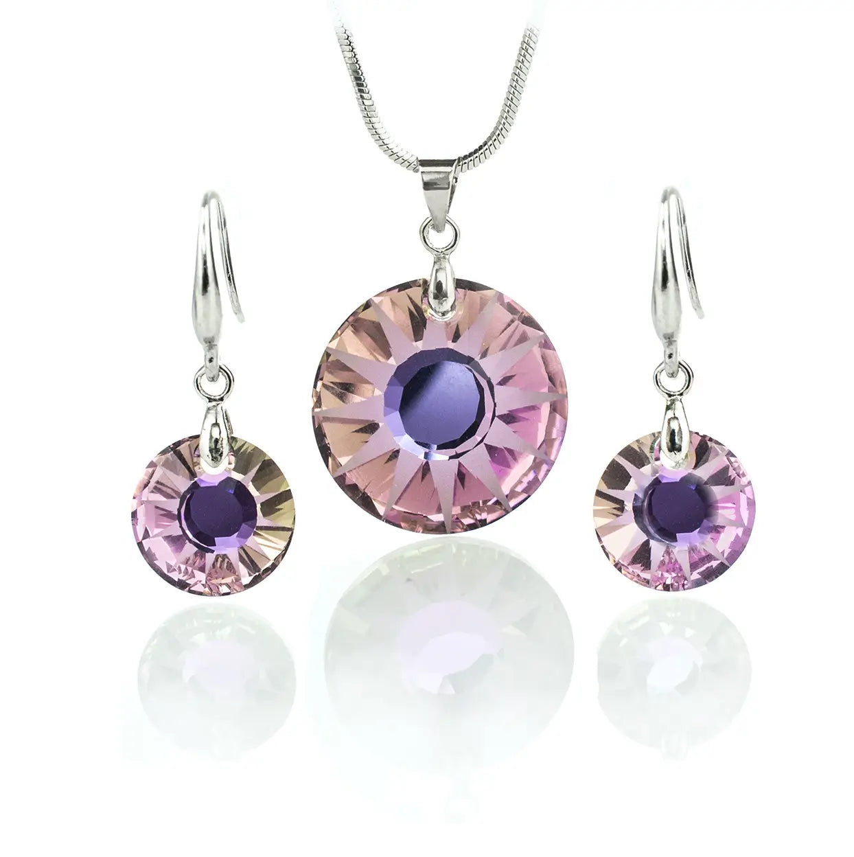 Кристален сет Sun в преливащи цветове Колие и обици