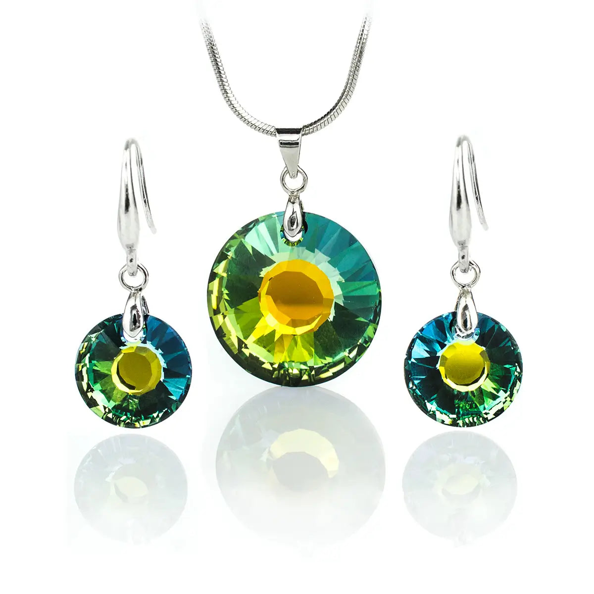 Кристален сет Sun в преливащи цветове Колие и обици
