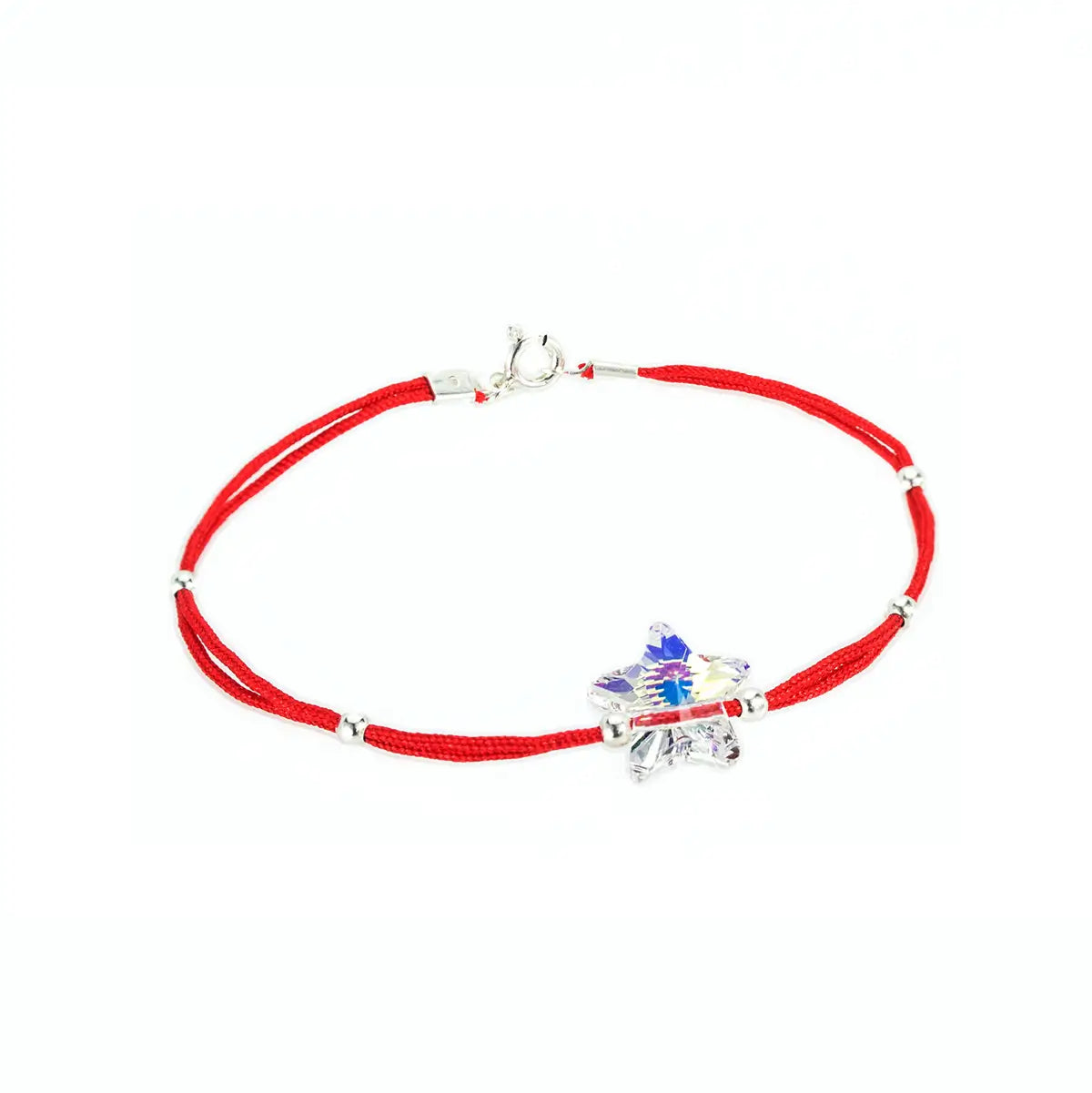 Гривна червен конец с австрийски кристал