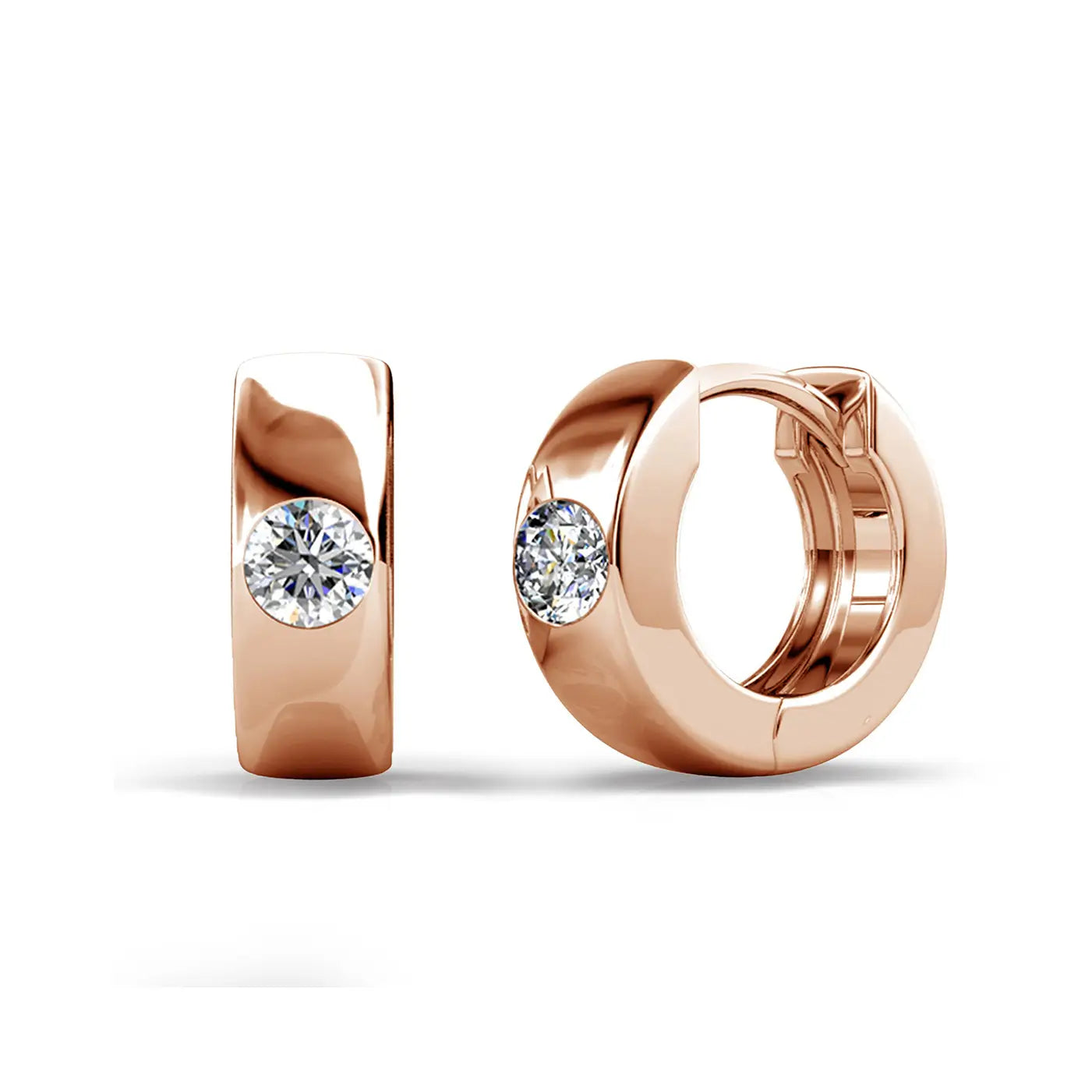 Малки позлатени халки с кристален акцент Сребро 925