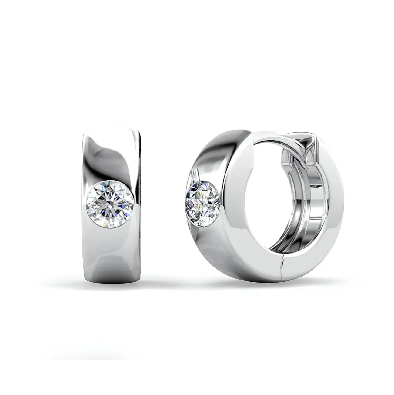 Малки позлатени халки с кристален акцент Сребро 925