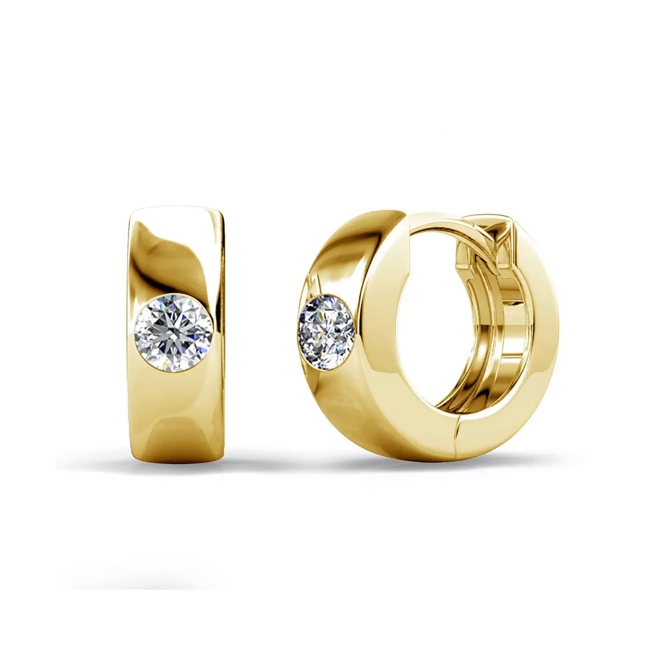 Малки позлатени халки с кристален акцент Сребро 925