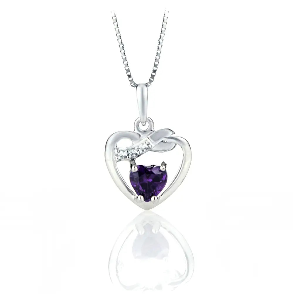 Колие със синтетичен Александрит Heart Glow Сребро 925