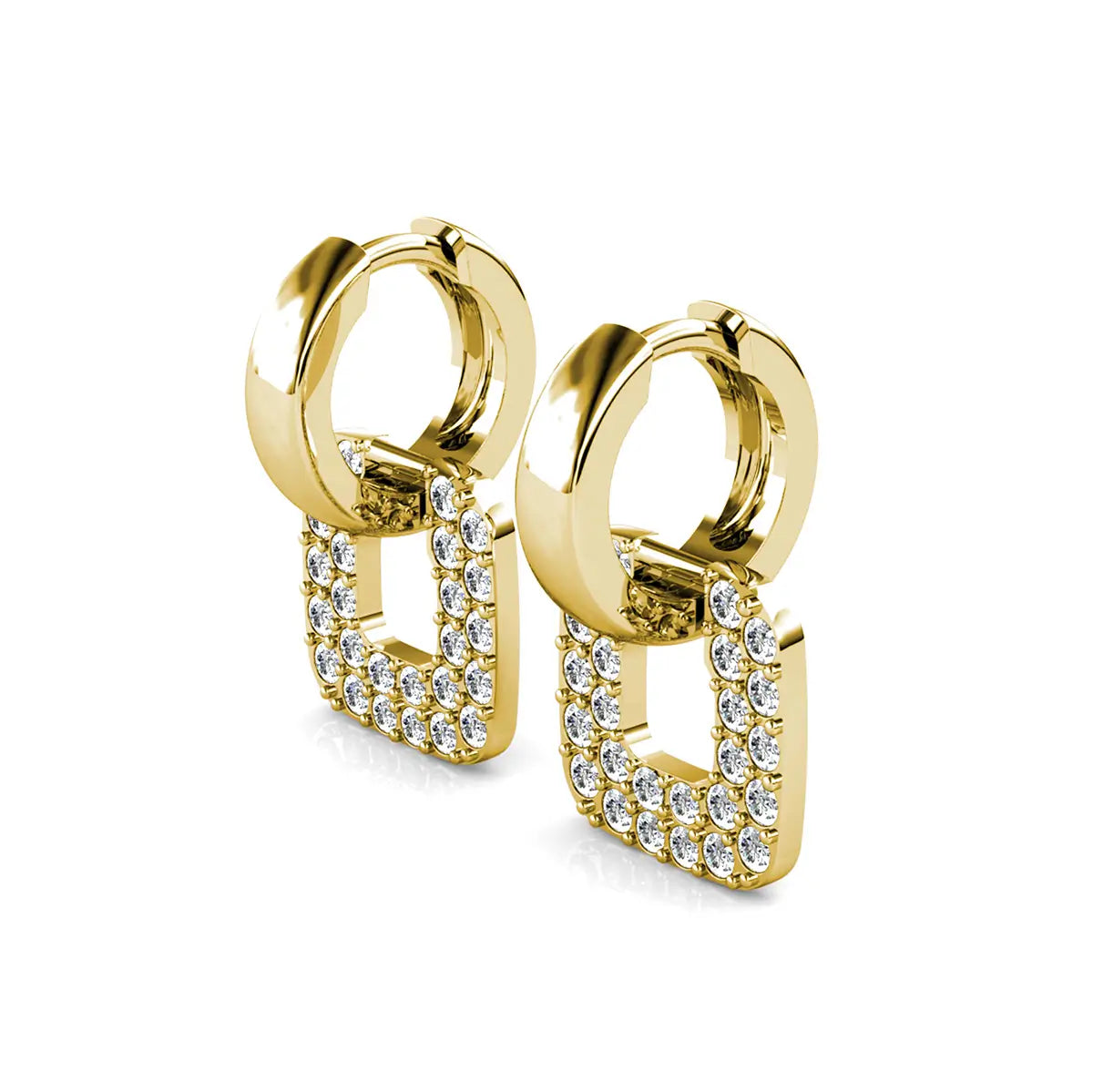 Дамски обеци халки с квадратни елементи и австрийски кристали