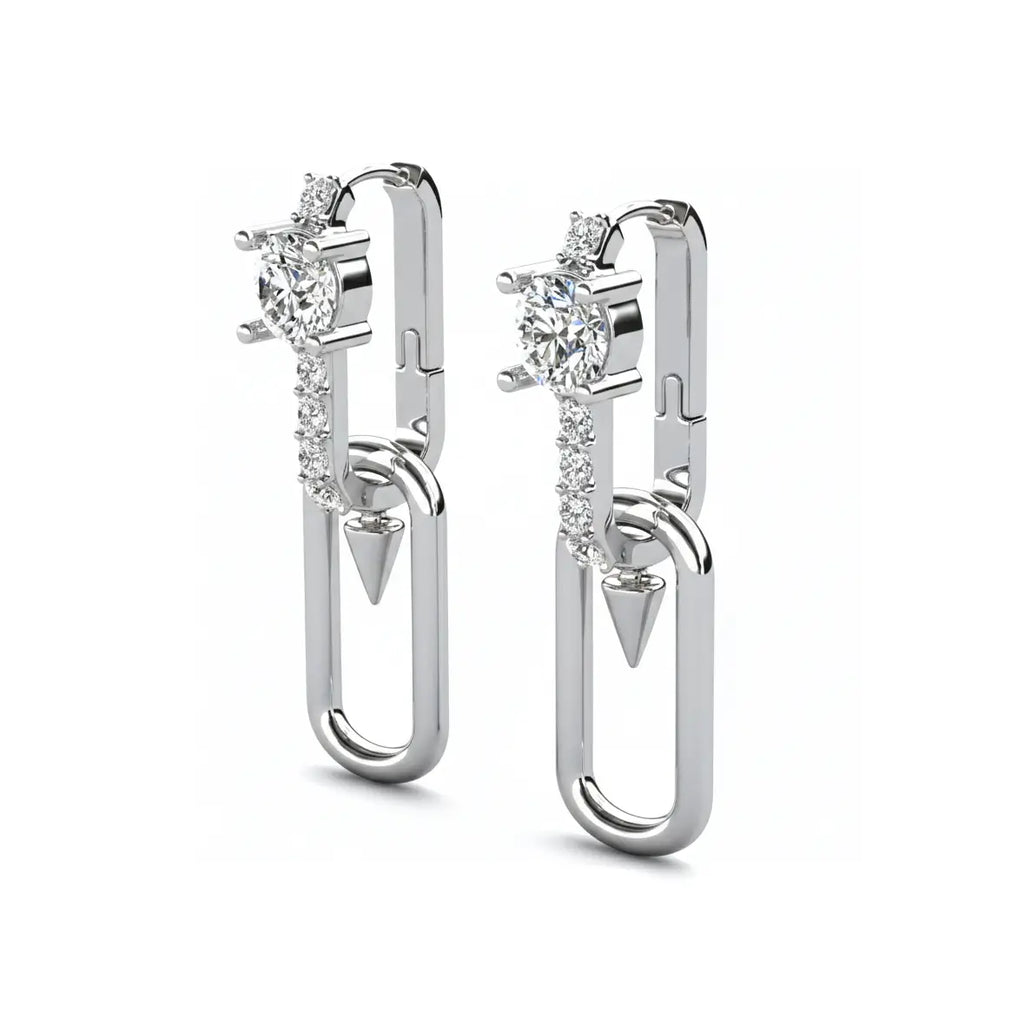 Дамски обеци с австрийски кристали и 18K бяло златно покритие Премиум модел за търговия на едро