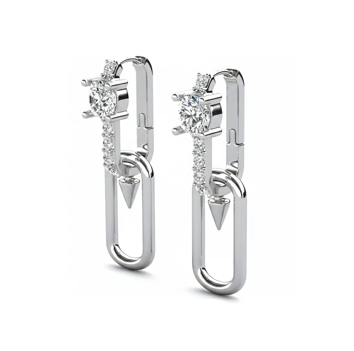 Дамски обеци с австрийски кристали и 18K бяло златно покритие Премиум модел за търговия на едро