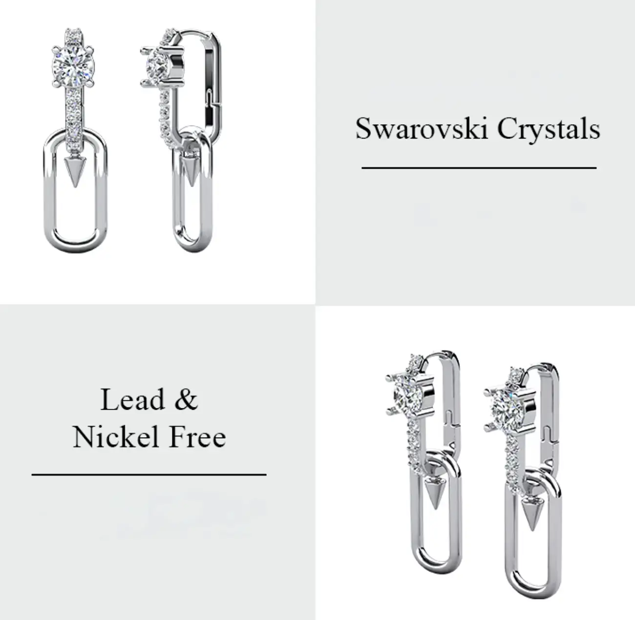 Дамски обеци с австрийски кристали и 18K бяло златно покритие Премиум модел за търговия на едро