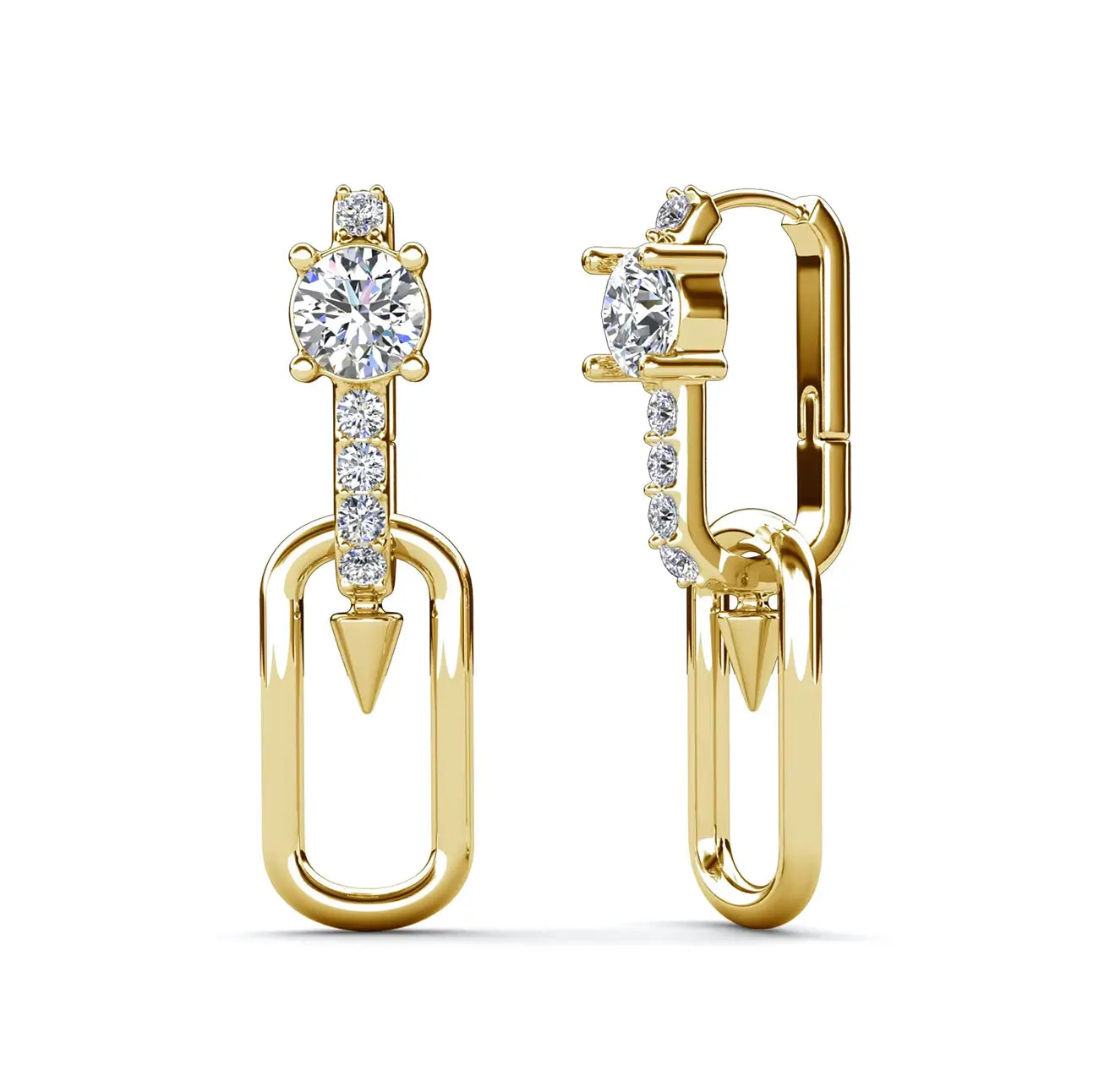 Дамски обеци с австрийски кристали и 18K бяло златно покритие Премиум модел за търговия на едро