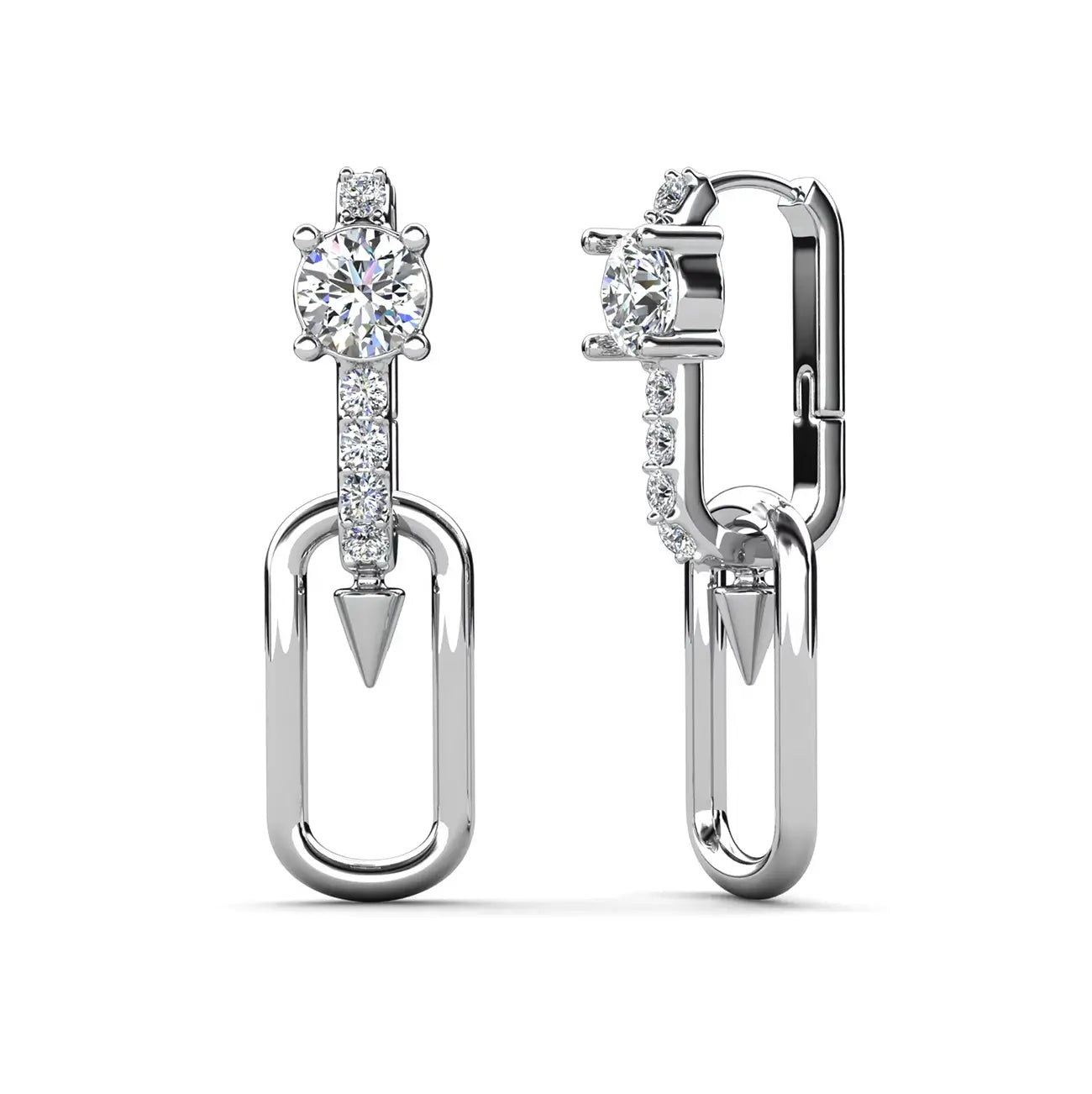 Дамски обеци с кристали Сваровски и 18К бяло златно покритие, премиум модел