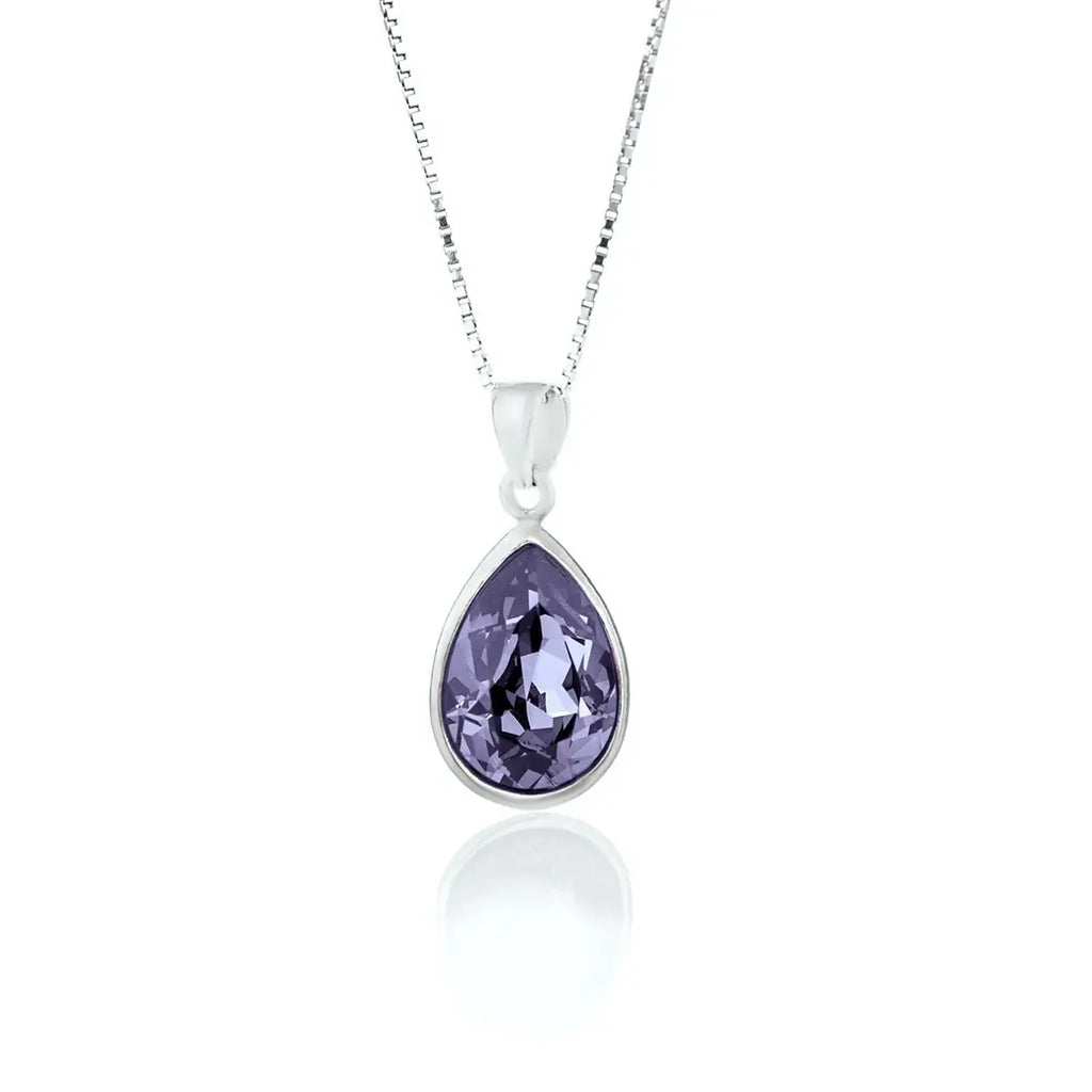 Дамско колие kaпka с кристал Сваровски в цвят tanzanite