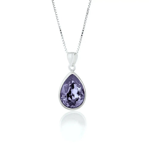 Дамско колие kaпka с кристал Сваровски в цвят tanzanite