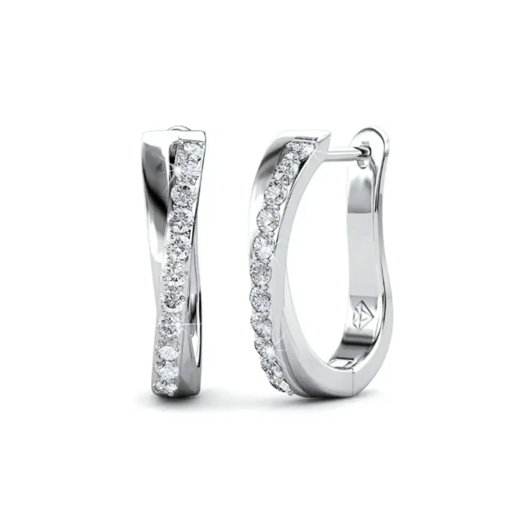 Елегантни обеци с кристали Сваровски и 18К покритие от бяло злато, подходящи за всеки ден