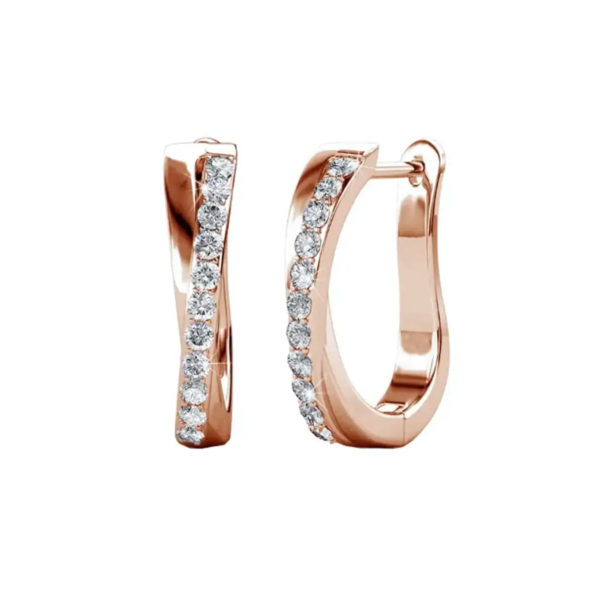 Елегантни обеци с кристали Изчистен дизайн с 18K покритие Бяло Злато