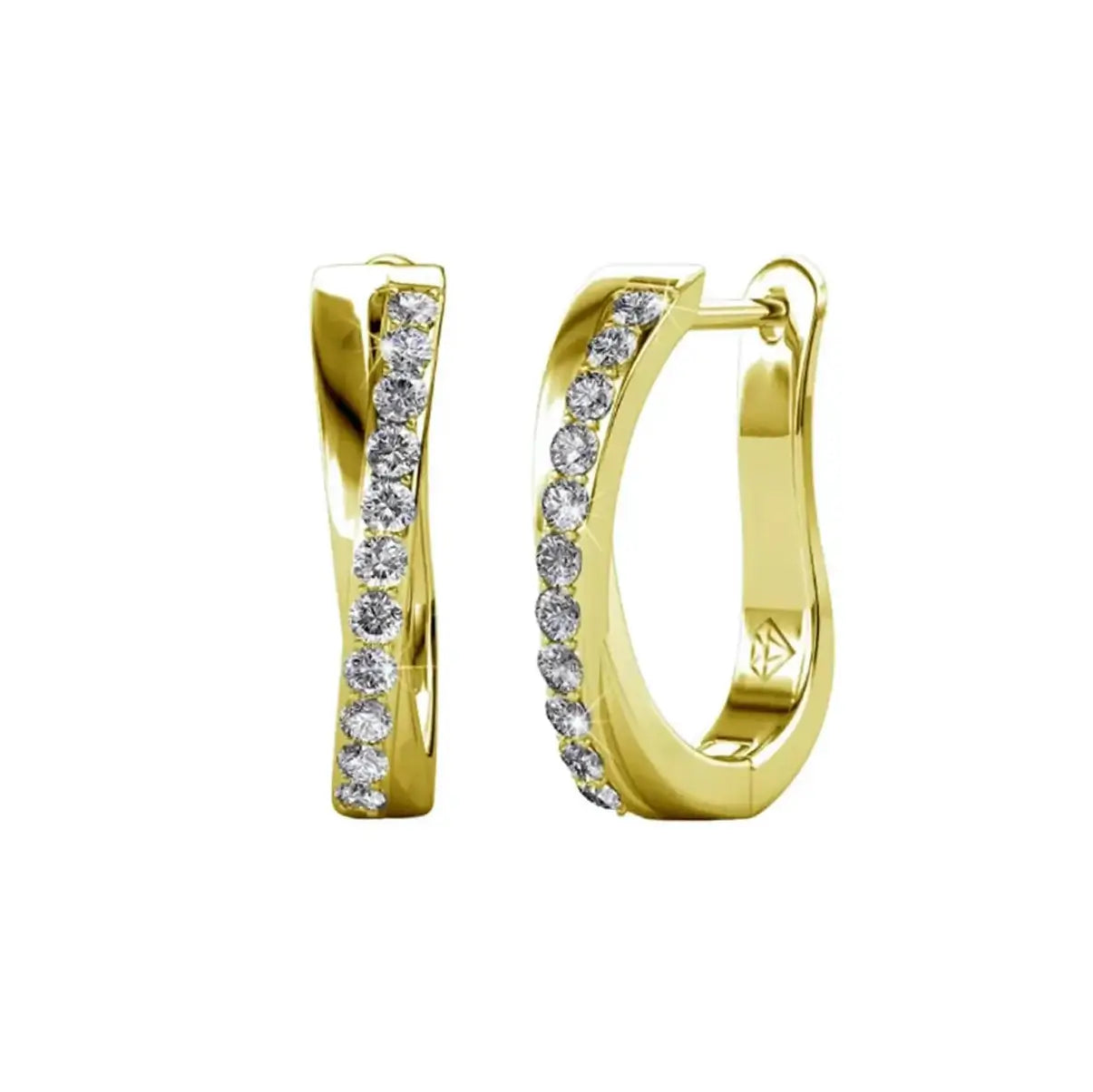 Елегантни обеци с кристали Изчистен дизайн с 18K покритие Бяло Злато