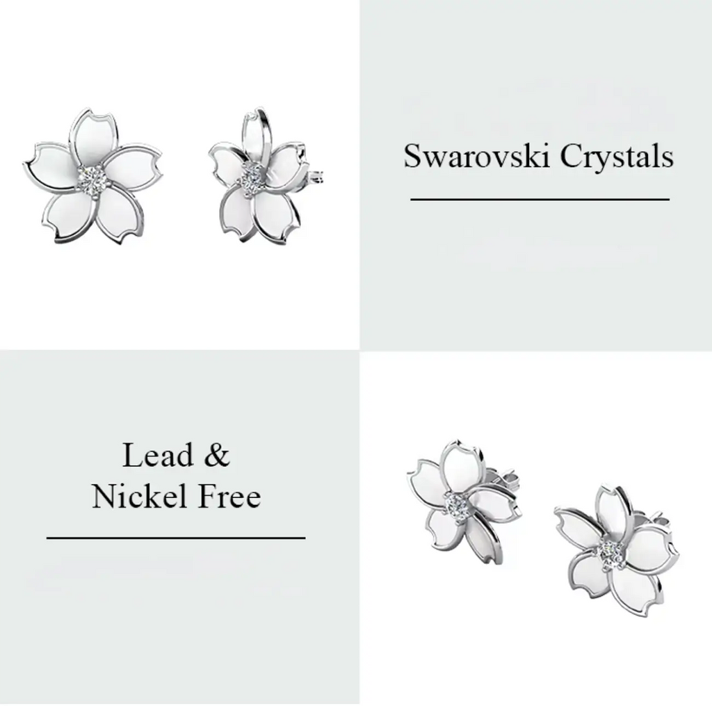 Емайлирани обеци Цвете с кристал и 18K златно покритие  Младежко излъчване