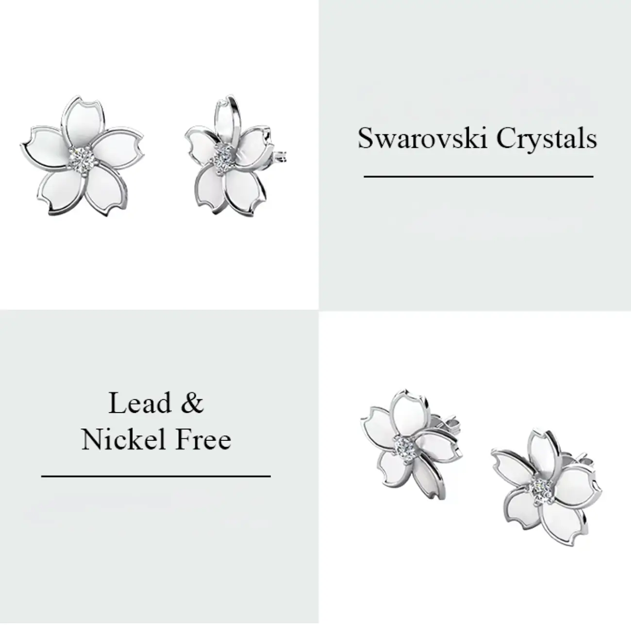 Емайлирани обеци Цвете с кристал и 18K златно покритие  Младежко излъчване