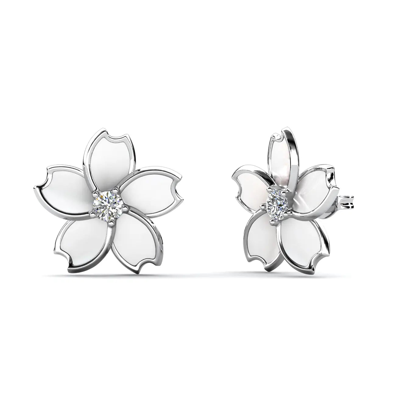 Емайлирани обеци Цвете с кристал и 18K златно покритие  Младежко излъчване