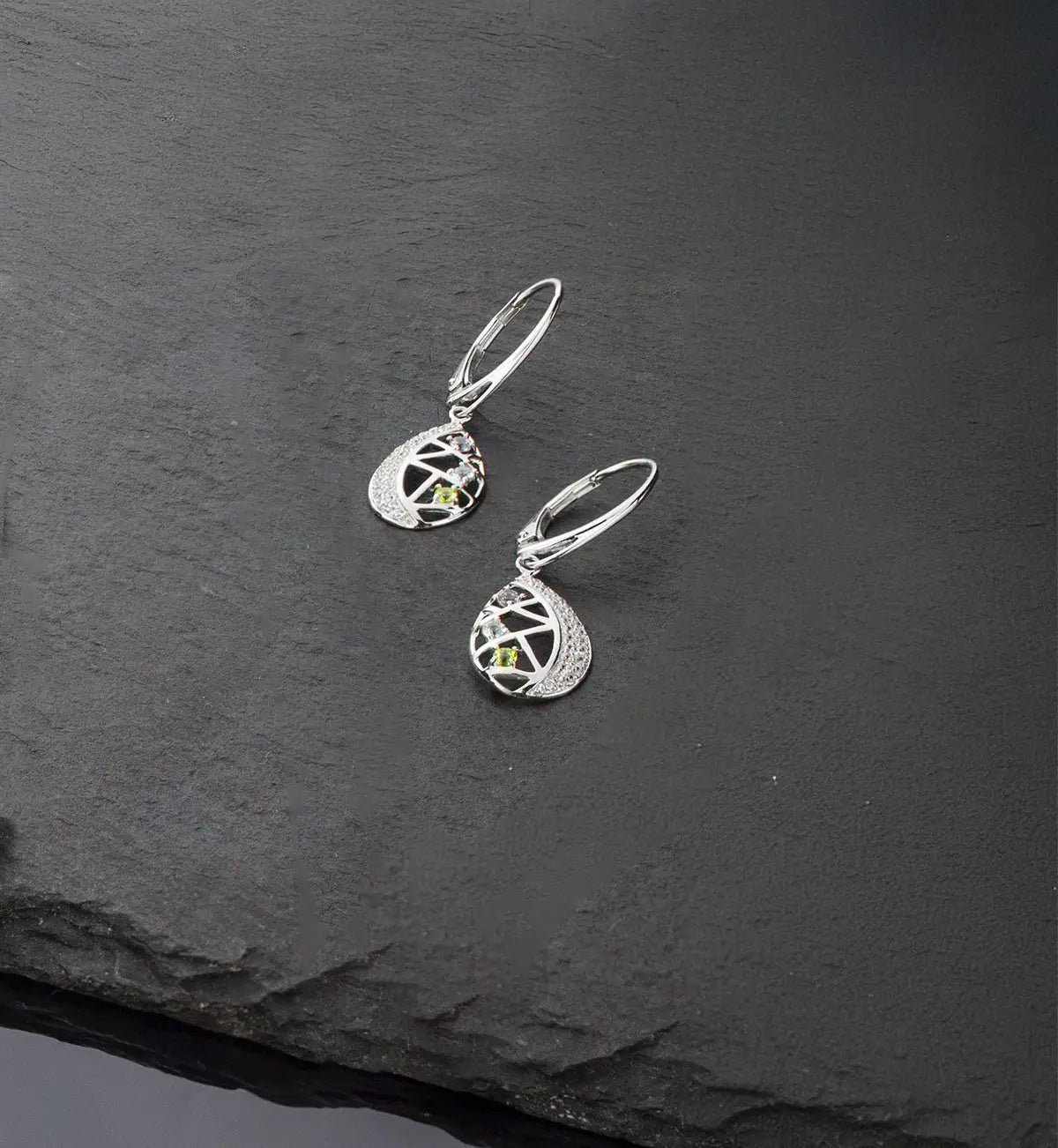 Фини обеци Ethereal Drops с цветни Нано камъни Сребро 925