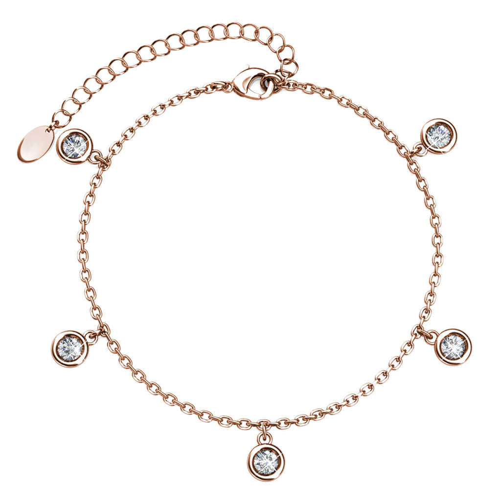 Нежна гривна с бляскави австрийски кристали и 18К покритие от розово злато 