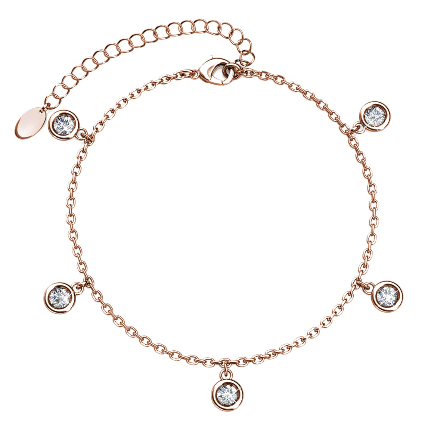 Нежна гривна с бляскави австрийски кристали и 18К покритие от розово злато 