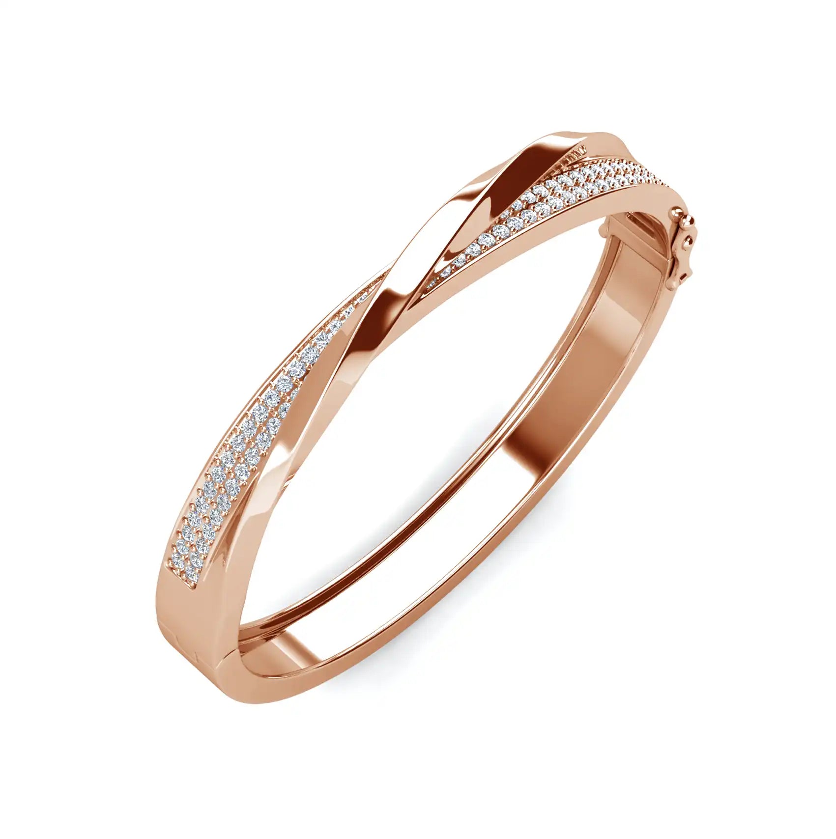 Гривна Twist Luxe Bangle с циркони и 18K покритие Розово злато