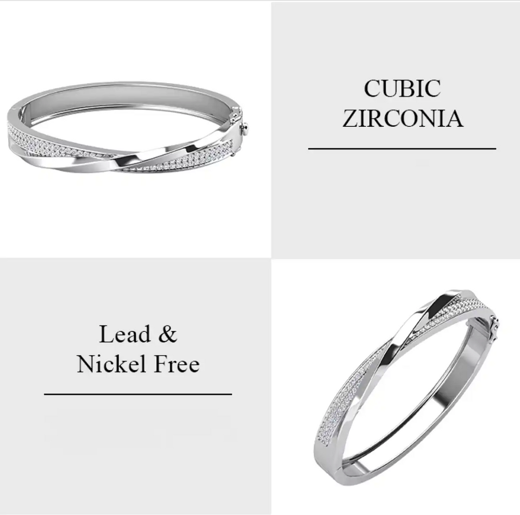 Гривна Twist Luxe Bangle с циркони и 18K покритие Розово злато