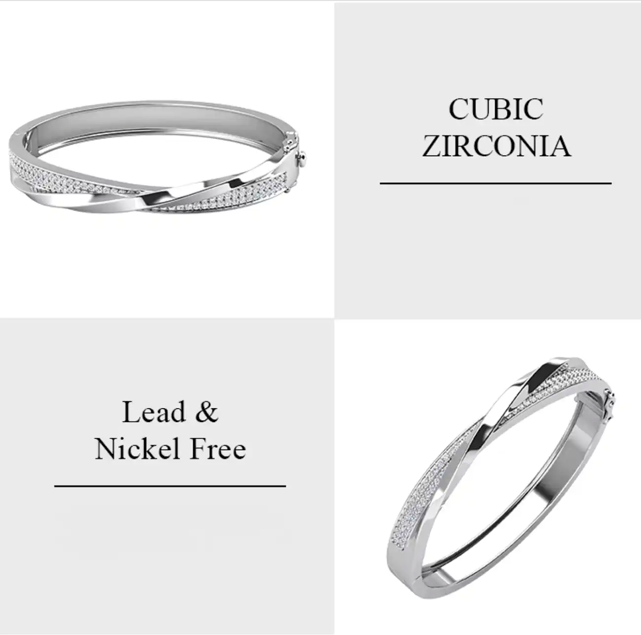 Гривна Twist Luxe Bangle с циркони и 18K покритие Розово злато