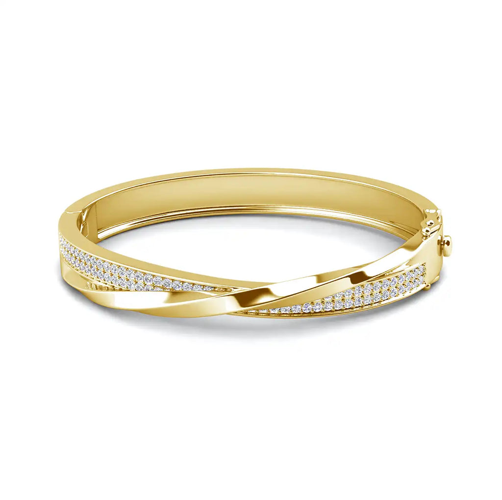 Гривна Twist Luxe Bangle с циркони и 18K покритие Розово злато