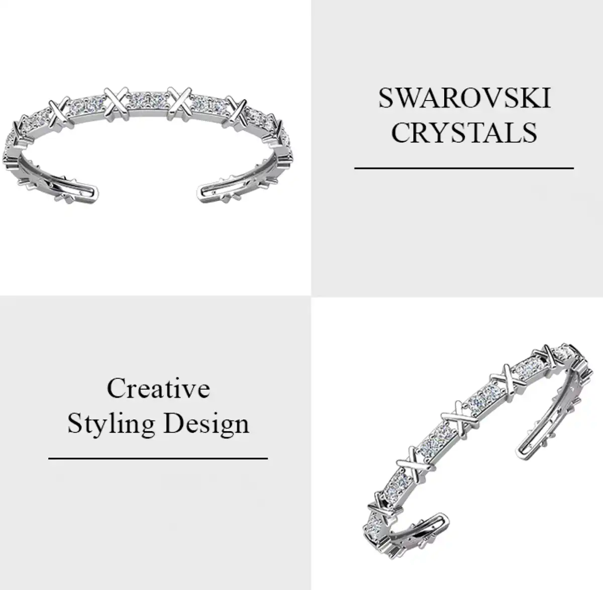 Гривна X Design с кристали и 18K Златно покритие