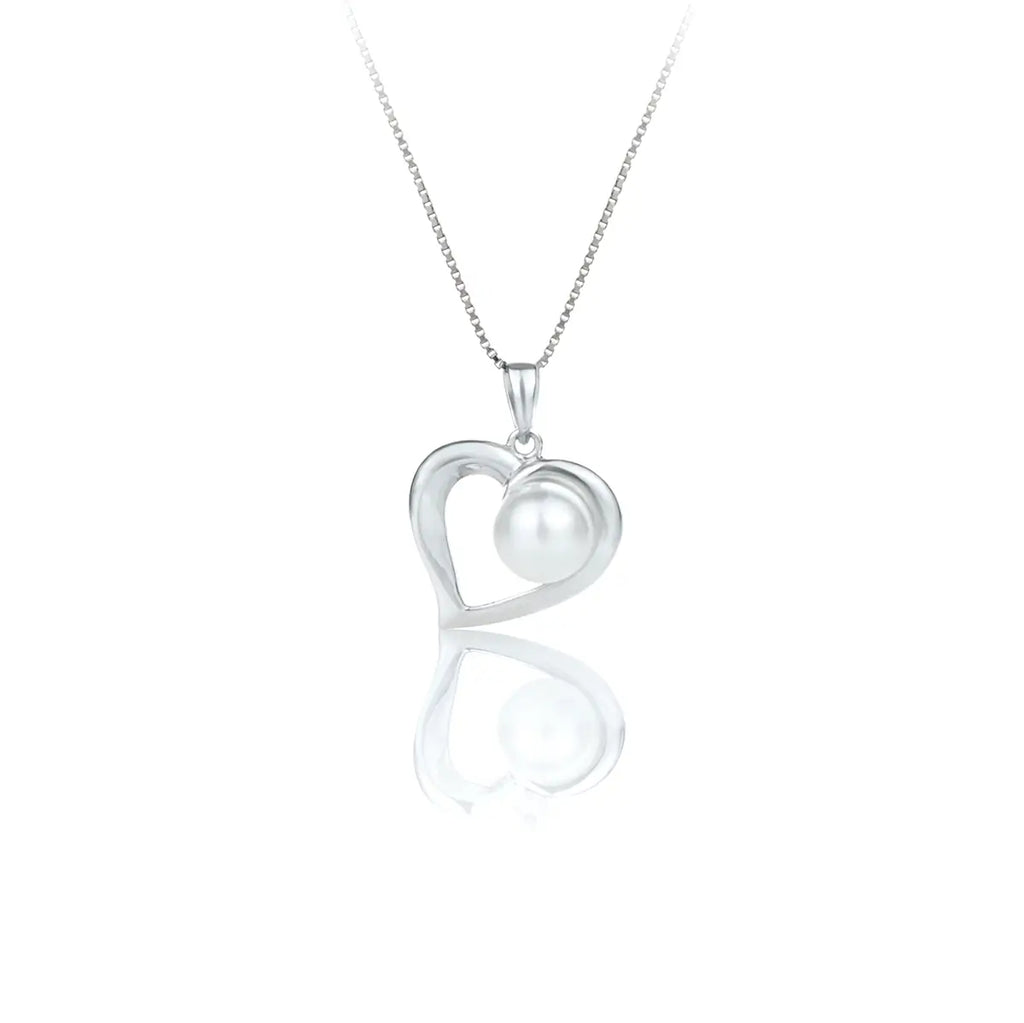 Сребърнo колие Сърце с Речна перла Нежна елегантност
