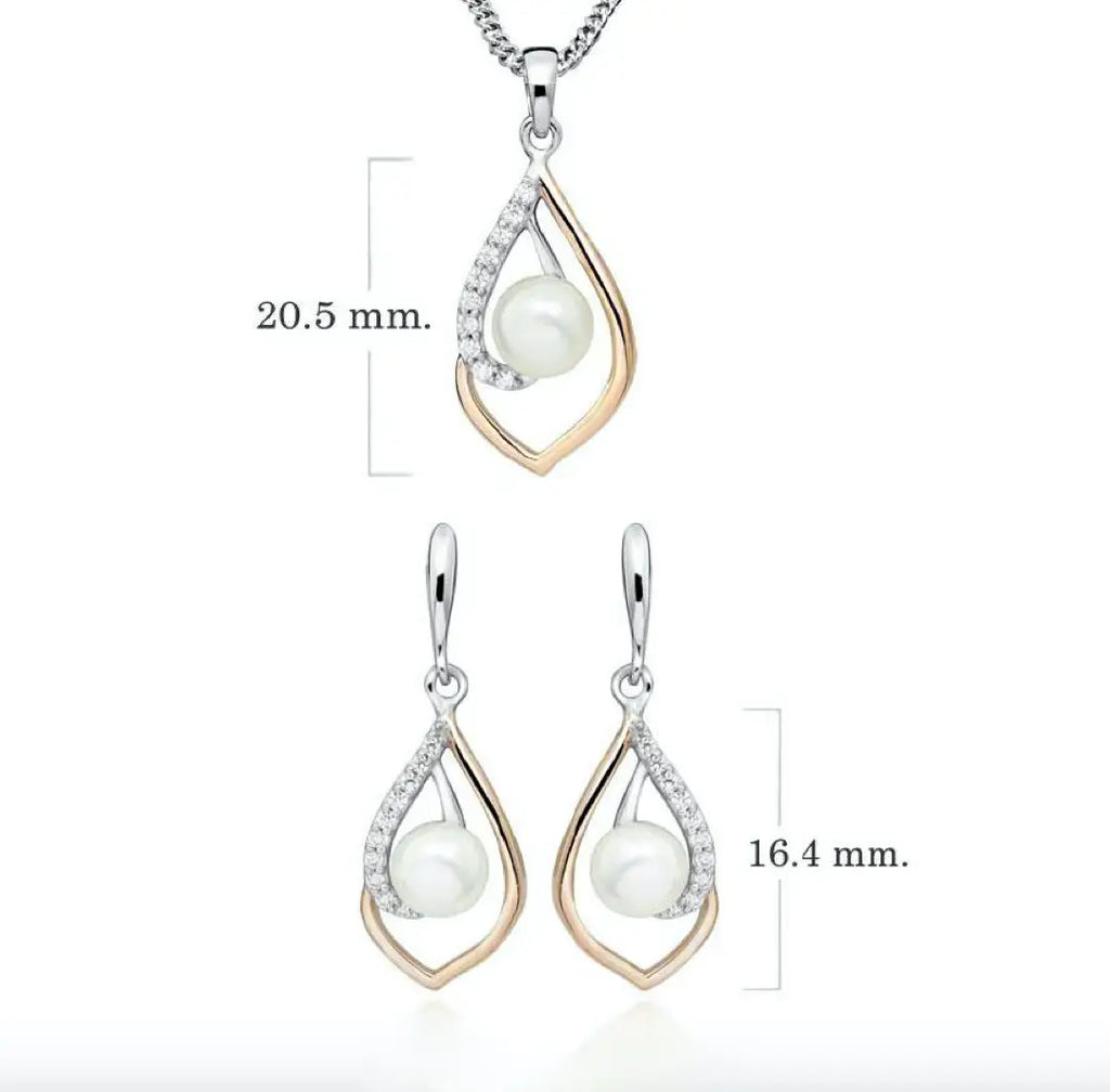 Изящни обеци с речни перли в Сребро и Розово Злато