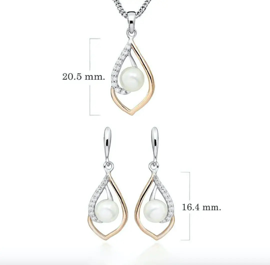 Изящни обеци с речни перли в Сребро и Розово Злато